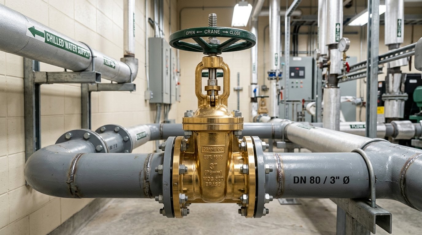 Heavy-duty industrial brass gate valve demonstrating 50+ year service life durability.